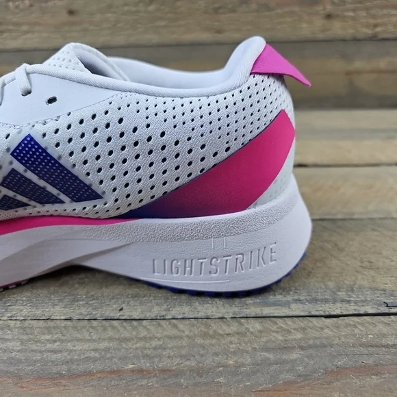adidas Adizero SL Men's Running Shoes White/Lucid Blue/Fuschia - Picture 10 of 12
